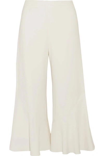 Shop Peter Pilotto Cropped Ruffled Cady Wide-leg Pants