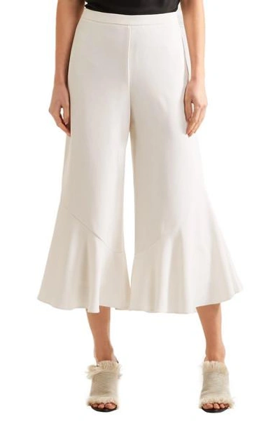 Shop Peter Pilotto Cropped Ruffled Cady Wide-leg Pants