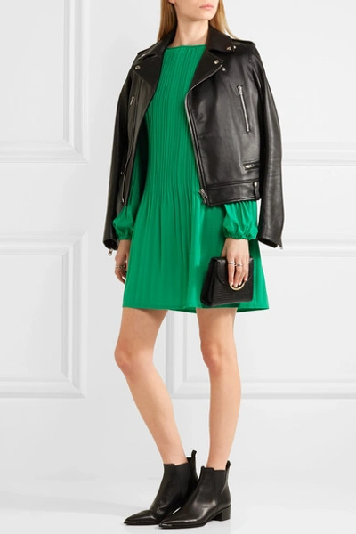 Maje Rockin Pleated Crepe Mini Dress In Vert ModeSens