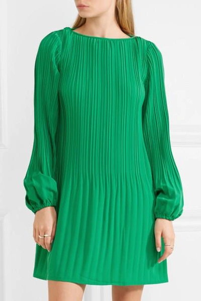 Maje Rockin Pleated Crepe Mini Dress In Vert | ModeSens
