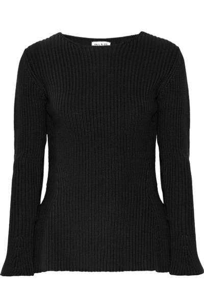 Paul & Joe Woman Ribbed Cotton Sweater Black