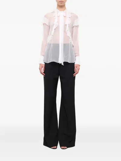 Givenchy Ruffled Silk-chiffon Blouse In White