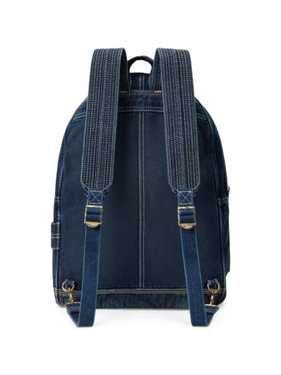 Rrl Lee Logo-patch Backpack In Blue