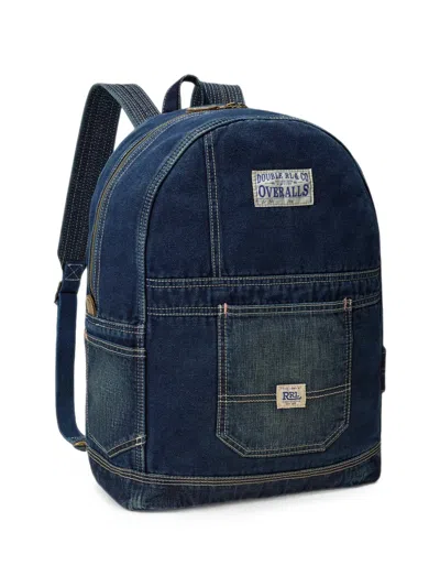 Rrl Lee Logo-patch Backpack In Blue