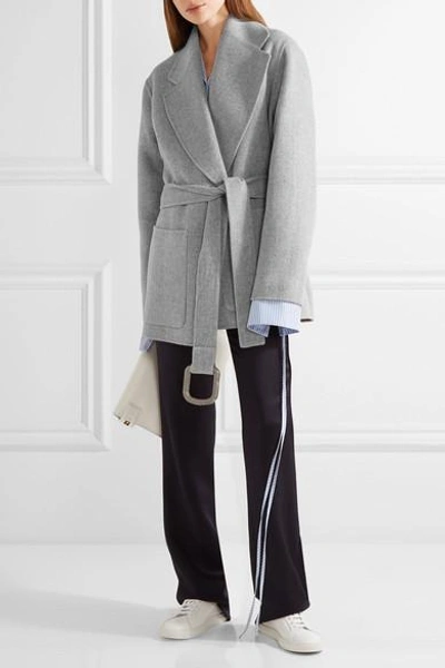 Shop Acne Studios Lilo Doublé Belted Wool And Cashmere-blend Coat In Gray