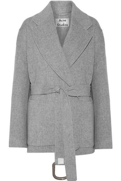 Shop Acne Studios Lilo Doublé Belted Wool And Cashmere-blend Coat In Gray