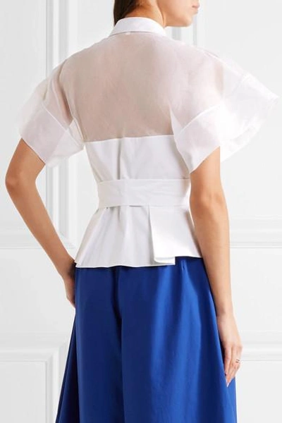 Shop Delpozo Cotton-organza And Poplin Shirt