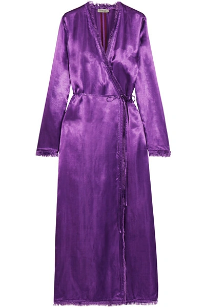 Attico Raquel Frayed Satin Maxi Dress In Purple