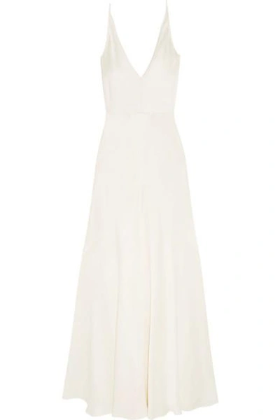 Shop Gabriela Hearst Louise Herringbone Silk-jacquard Gown In Ivory