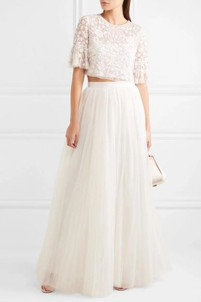 Shop Needle & Thread Tulle Maxi Skirt In Ivory