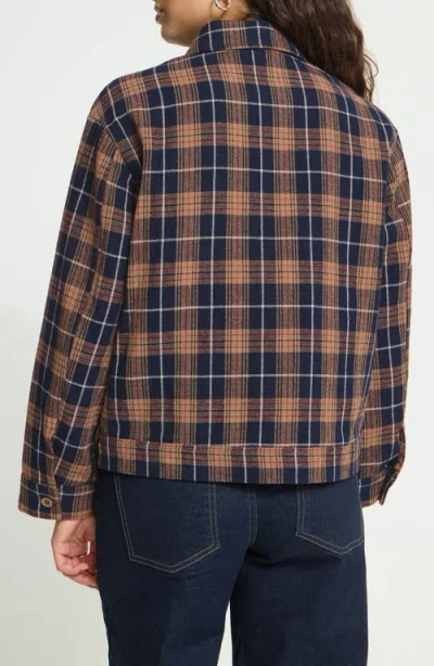 Ichi Check Canvas Utility Jacket In Multi