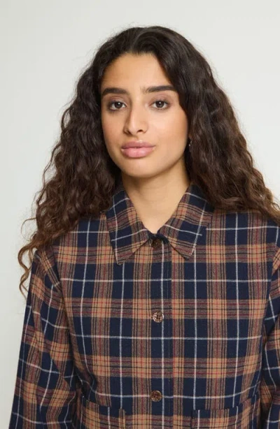 Ichi Check Canvas Utility Jacket In Multi