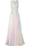 ZUHAIR MURAD Cutout pleated silk-blend chiffon gown