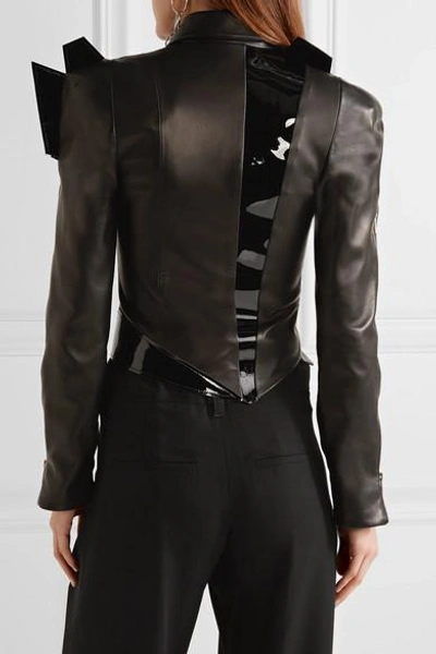 Shop Ronald Van Der Kemp Patent-trimmed Matte Leather Biker Jacket