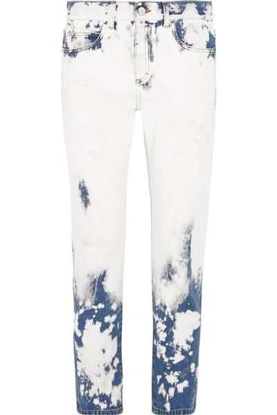 Shop Gucci Distressed Boyfriend Jeans In Mid Denim