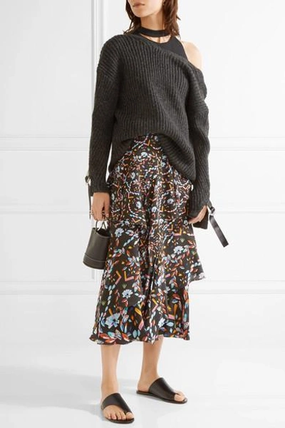 Shop Peter Pilotto Tiered Printed Silk Midi Skirt