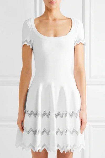 Shop Alaïa Laser-cut Knitted Mini Dress