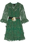 ANNA SUI Camilla velvet-trimmed crocheted lace mini dress