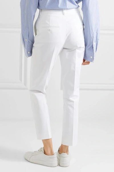 Shop Michael Kors Samantha Stretch-cotton Slim-leg Pants In White