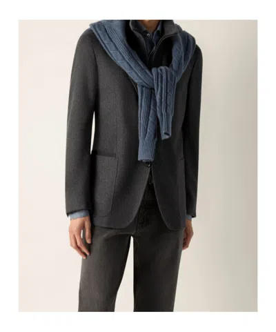 Zegna Dark Grey Solid Blazer In Gray