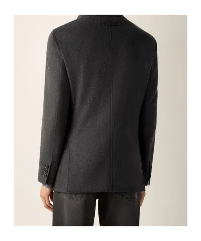 Zegna Dark Grey Solid Blazer In Gray