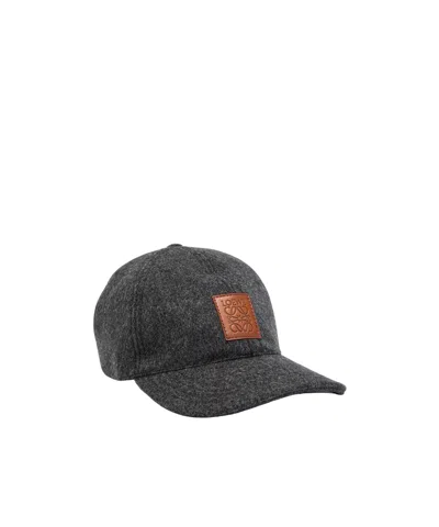 Loewe Patch Wool Baseball Cap In Gray
