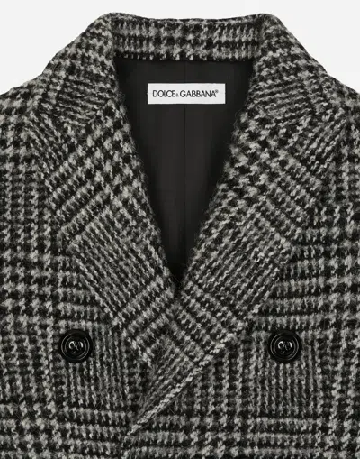 Dolce & Gabbana Checked Coat In Black