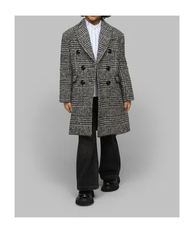 Dolce & Gabbana Checked Coat In Black