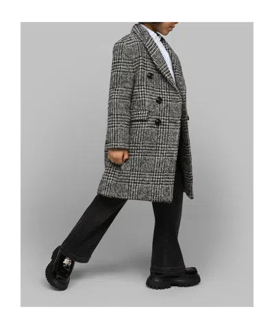 Dolce & Gabbana Checked Coat In Black