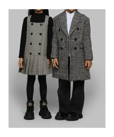Dolce & Gabbana Checked Coat In Black