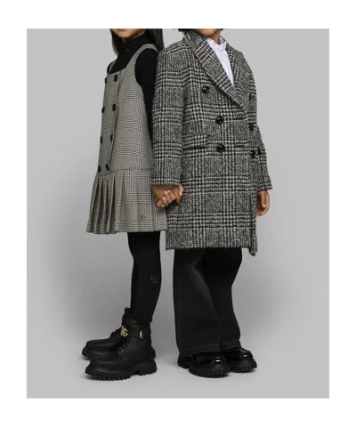 Dolce & Gabbana Checked Coat In Black