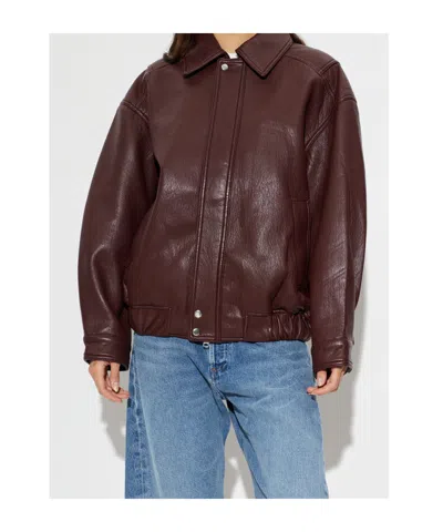 Agolde Collared Bomber Jacket In Brown