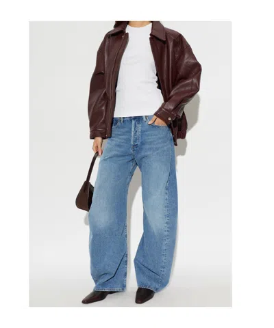 Agolde Collared Bomber Jacket In Brown