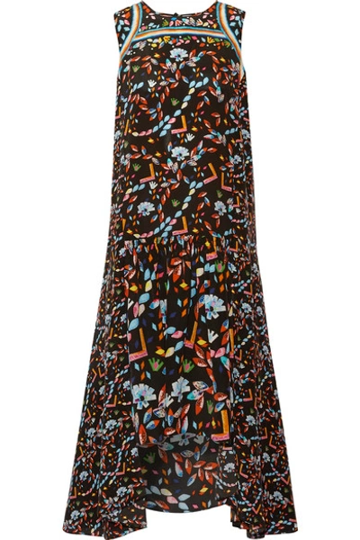 Peter Pilotto Adonia Printed Silk Midi Dress In Black Multi