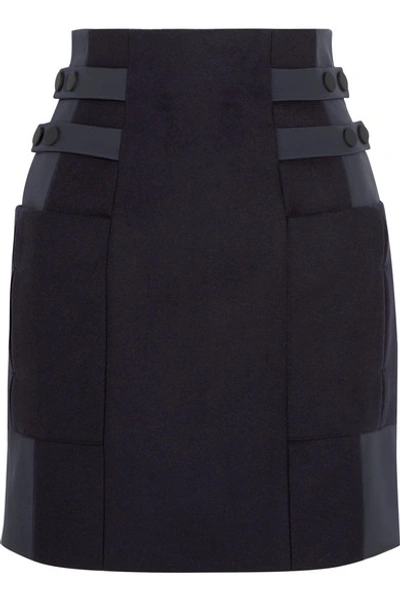 Topshop Unique Shell-paneled Wool-blend Mini Skirt