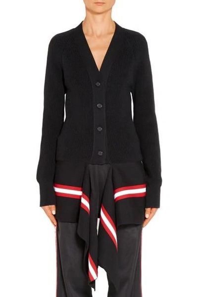 Shop Givenchy Draped Striped Cotton-blend Cardigan
