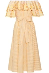 GÜL HÜRGEL Off-the-shoulder ruffled cotton and linen-blend dress