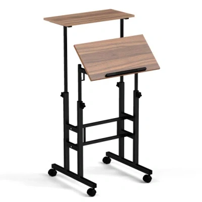 Costway Height-adjustable Mobile Standing Desk With Split Top And ...