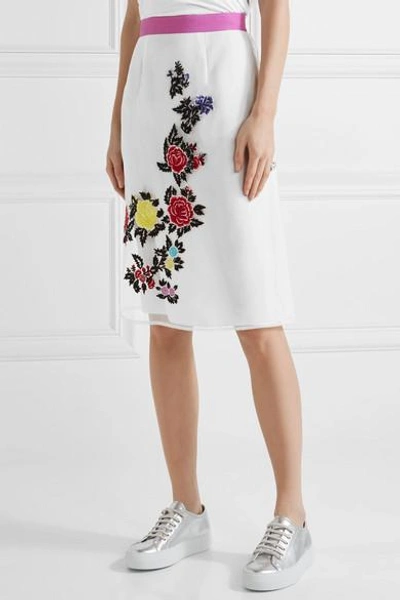 Shop House Of Holland Heart Breakers Embroidered Silk-organza Skirt