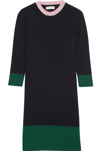 Chinti & Parker Color-block Ribbed Merino Wool And Cashmere-blend Dress