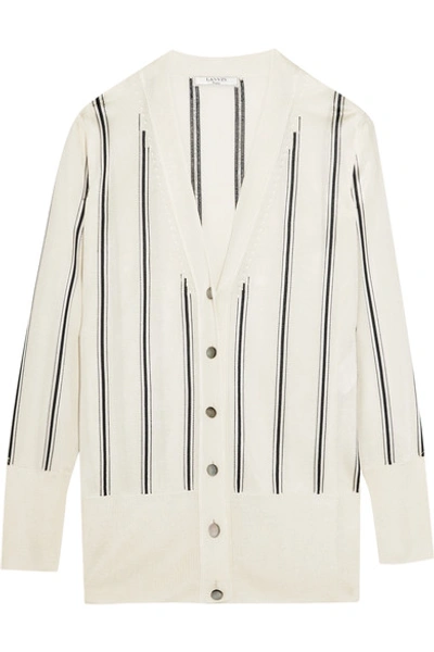 Lanvin Striped Knitted Cardigan In Ivory