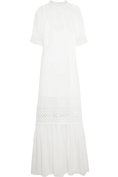 Mcq By Alexander Mcqueen Woman Guipure Lace-trimmed Gauze Dress Ivory In White