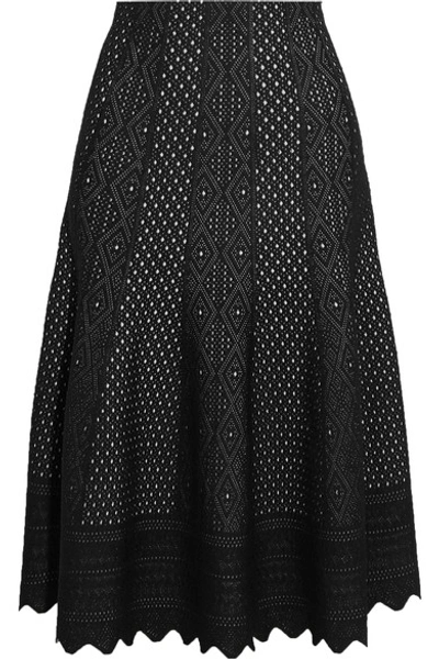 Shop Alexander Mcqueen Pointelle-knit Midi Skirt