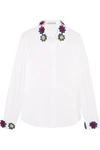 MARY KATRANTZOU Shane floral-appliquéd cotton-blend shirt