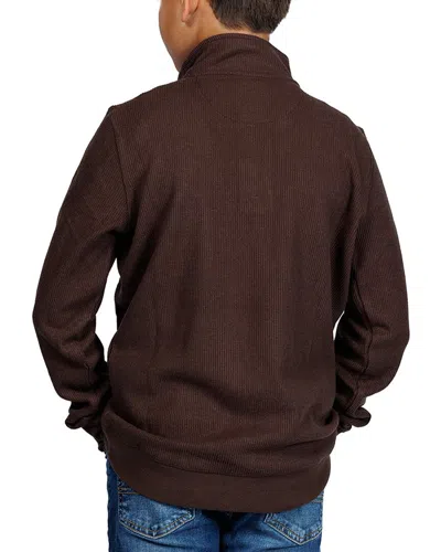 Tailorbyrd Cozy Knit 1/4-zip Pullover In Brown