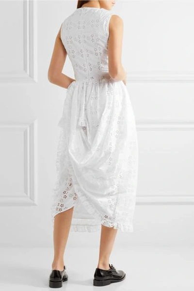 Shop Simone Rocha Ruffle-trimmed Broderie Anglaise Cotton-blend Midi Dress