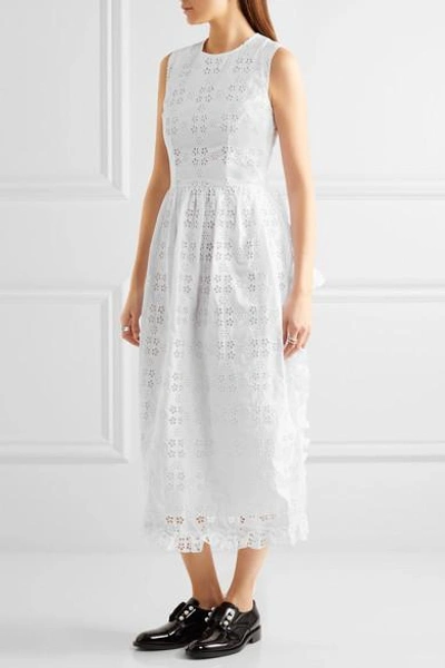 Shop Simone Rocha Ruffle-trimmed Broderie Anglaise Cotton-blend Midi Dress