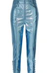 HILLIER BARTLEY Glam metallic faux textured-leather straight-leg pants