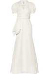 ROSIE ASSOULIN BELTED COTTON-BLEND FAILLE GOWN