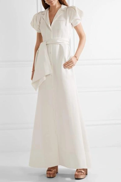 Shop Rosie Assoulin Belted Cotton-blend Faille Gown In Ivory